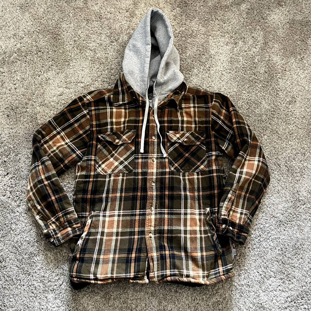 Gravel Gear Mens Medium Yellow Flannel Jacket Sherpa Lined Button Up Excellent